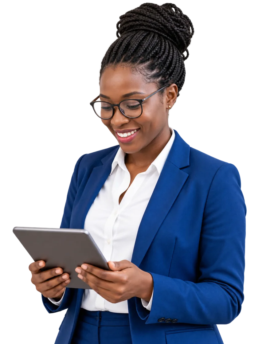 Consultante MOSIREX tenant une tablette
